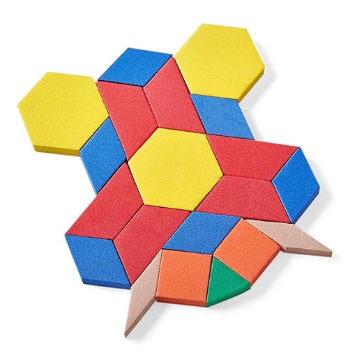 hand2mind Foam Pattern Blocks, Foam Shapes, Geometric Shapes for Kids, Pattern Play, Toddler Pattern Blocks, Shapes for Kindergarten, 3D Shapes Manipulatives, Sorting Math (Set of 250)
