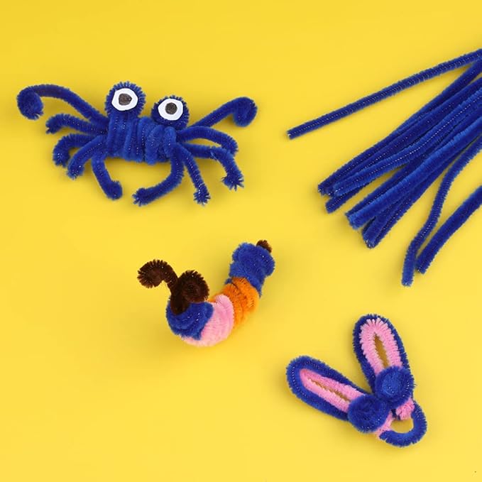 110 Blue Pipe Cleaners - Chenille Stem Craft Supplies for Arts and Crafts Projects
