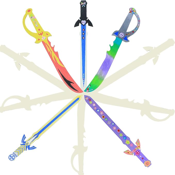 Wooden Sword Ninja Pirate Style Toy Sword, Unfinished Wooden Crafts, DIY Crafts Painting Set, Kids Ninja, Warrior, Viking Kids Role Playing, Games, Parties (5pack) (Wooden Knife)