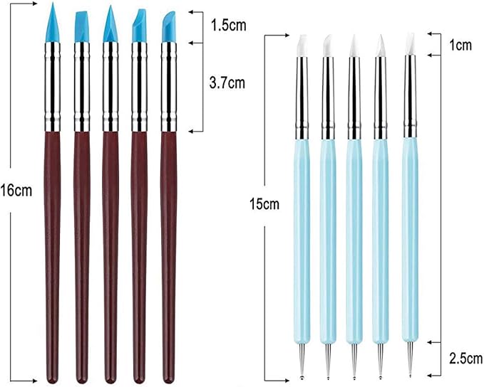 Yagugu Silicone Clay Sculpting Tool - 10Pcs Modeling Dotting Tool for Pottery Craft, Rock, Nail, Blending, Drawing