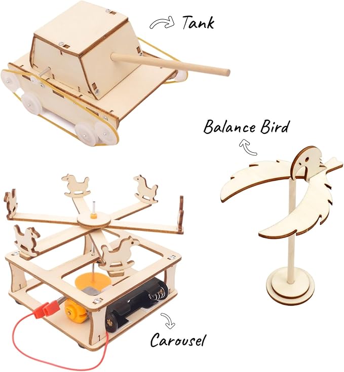 STEM Toys for Kids Ages 8-12, Wood Crafts Building Kits for Boys 6-8, Science Experiment Projects by Wooden 3D Puzzles Engineering Model Kit for 7+ 8 9 10 12 14 Years Old
