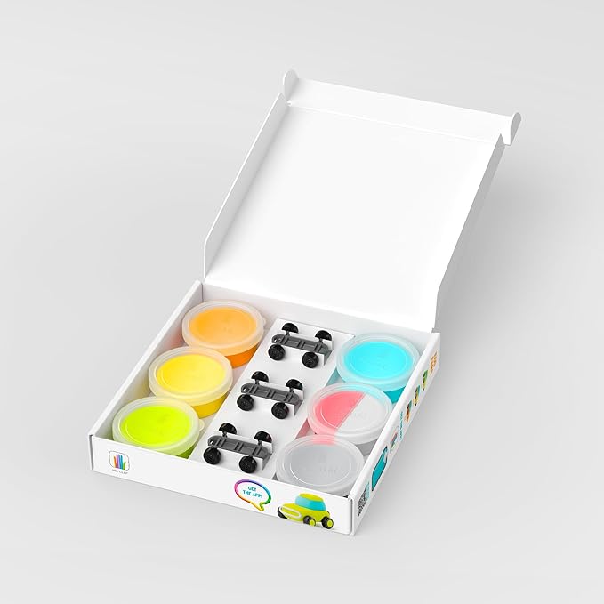 Fat Brain Toys Hey Clay Eco Cars, Air Dry Clay Kit with Interactive App for Kids & Tweens, Modeling Clay and Crafts Set