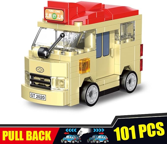 Pull Back Car Building Blocks Sets, Pull and Go Bus Model, 3D Assembly Vehicles for Boys and Girls Building Block Car Toys Party Favor for Kids Age 6 7 8 9 10, 407 Pieces