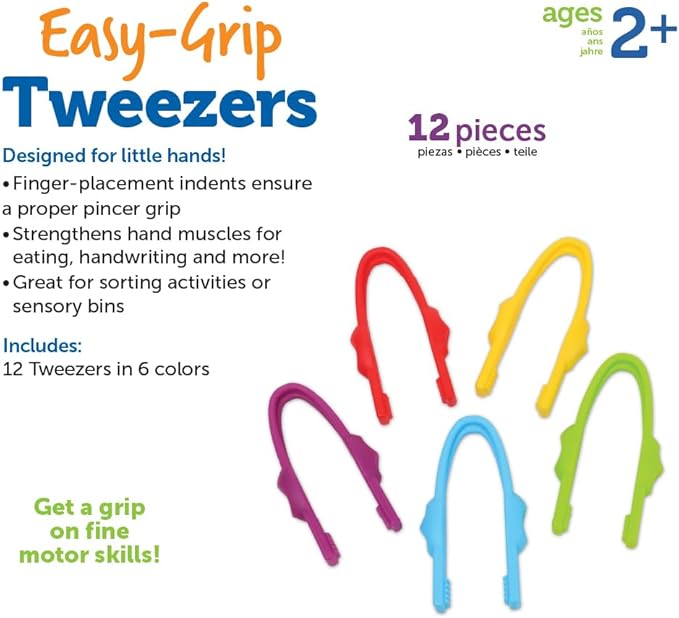 Learning Resources Easy-Grip Tweezers - Sensory Bin Tools, Tongs for Kids, Fine Motor Skills, Montessori Grabber Tool, Toddler Activities, School and Teacher Supplies, Daycare Essentials