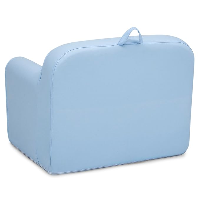 Delta Children Personalized Cozee Chair - Customize with Name – Foam Kids Chair for Ages 18 Months and Up, Powder Blue