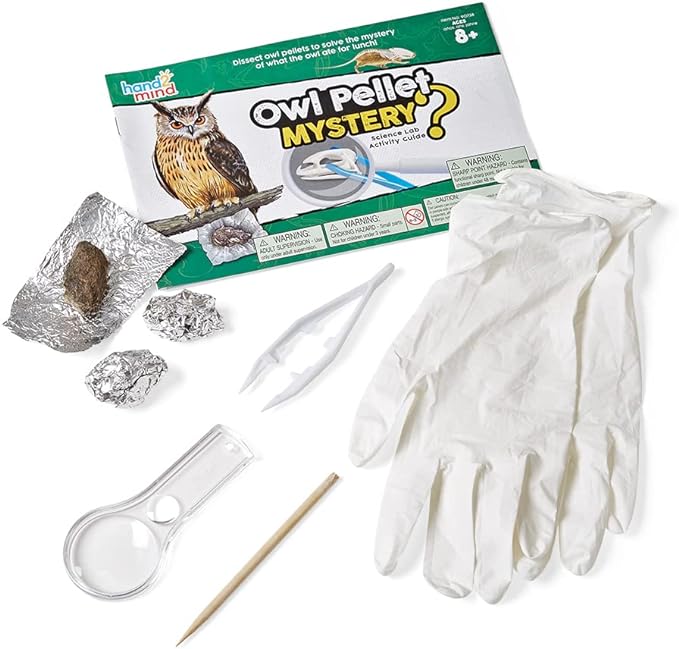 hand2mind Animal Science Kit for Kids 8-12, Kids Science Kit with Fact-Filled Guide, Learn About Animal Biology and Dissect Owl Pellets, STEM Toys, 10 Science Experiments