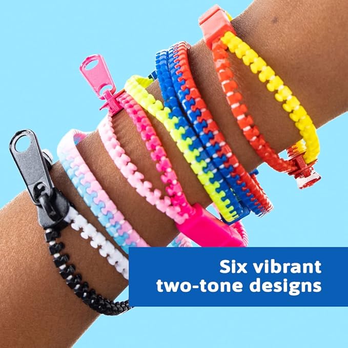 Zip-Zip Hooray Fidget Bracelets for Kids, Multi-Colored Sensory Toys, Perfect for Kid's Party Favors, 24-Count
