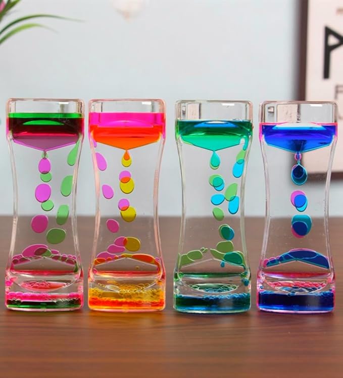Oneshow Liquid Motion Bubbler Colorful Oil and Water Sensory Toys Bubbler Timer Stress Management Fidget Toy for Kids Calm Stress Relief Desk Toys for Office for Adults, 5 Pack
