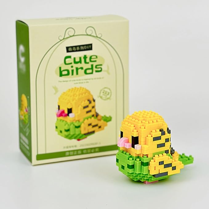 Birds Building Blocks for Adults Mini Building Blocks Birds Building Bricks Toy Micro Block Building Set Gift for Kids and Adults-253 PCS(Budgerigar A)