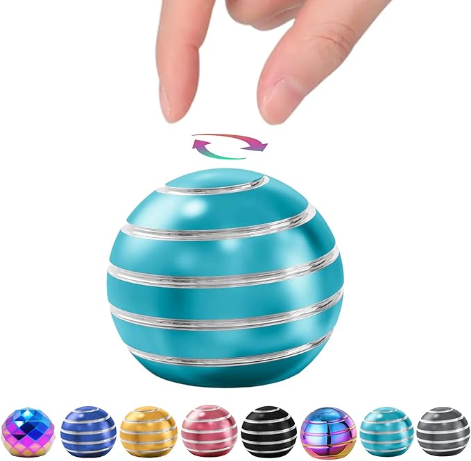 Kryfa Kinetic Desk Spinning Ball, Fidget Toys for Adults Kids Teens, Desk Toys for Office, Sensory Fidget Toys for ADHD Anxiety Autism for Kids Party Favors Toys (1.54", Light Blue)