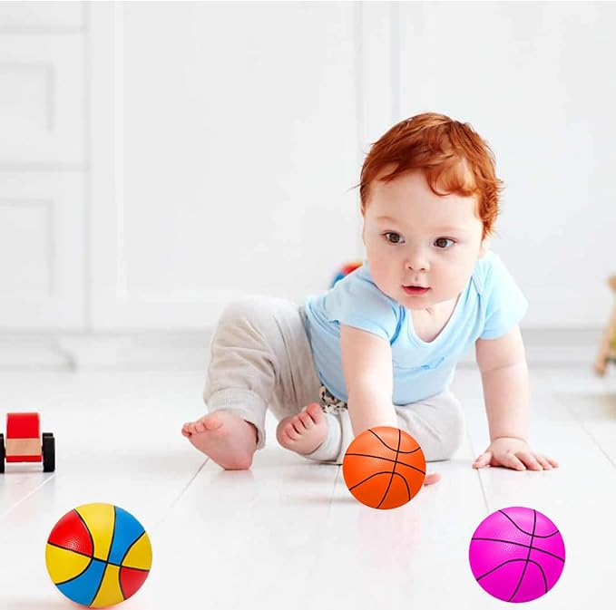 ABAJI Mini Basketballs Red 2 PCS 5" Set with Random Color Pump Needle Durable Material for Mini Hoop Toddlers Kids Teenagers for Pool Indoors Outdoors