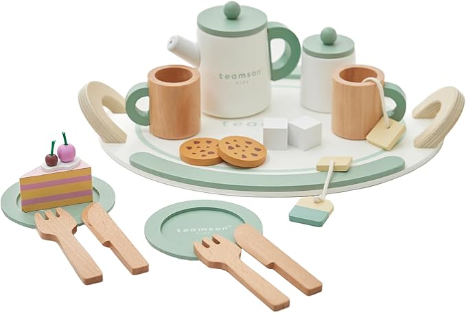 Teamson Kids Little Chef Frankfurt 20-pc. Wooden Play Kitchen Tea Party Accessory Set with Pretend Food and Cups