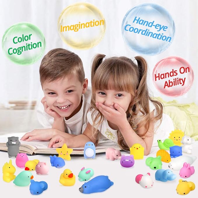 Mochi Squishy Toys 20 Pcs Mini Squishy Animal Squishies Party Favors for Kids Kawaii Squishy Squeeze Toy Cat Unicorn Squishy Stress Relief Toys for Adults Birthday Favors for Kids Pinata Filler Random