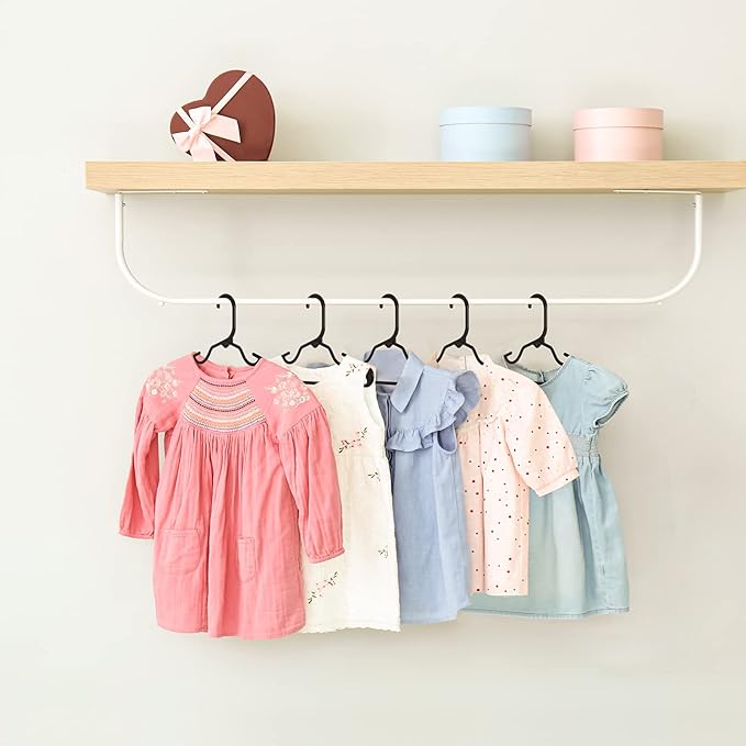 HOUSE DAY Plastic Baby Hangers for Closet 20 Pack, Durable Plastic Kids Hangers for Baby Clothes, Thin & Compact Childrens Hangers, Space Saving Black Baby Hangers, Small Hangers for Kids Clothes