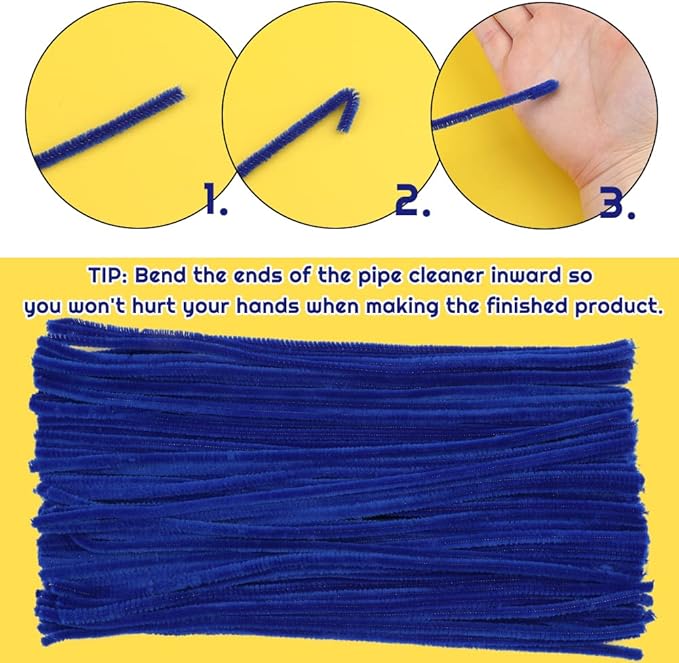 110 Blue Pipe Cleaners - Chenille Stem Craft Supplies for Arts and Crafts Projects