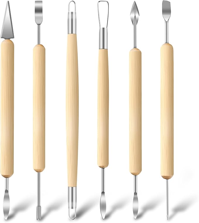 Jetmore 6 Pack Clay Tools Kit, Pottery Tools & Sculpting Tools, Polymer Modeling Clay Cutters Sculpture Set for Carving, Ceramics, Molding, DIY