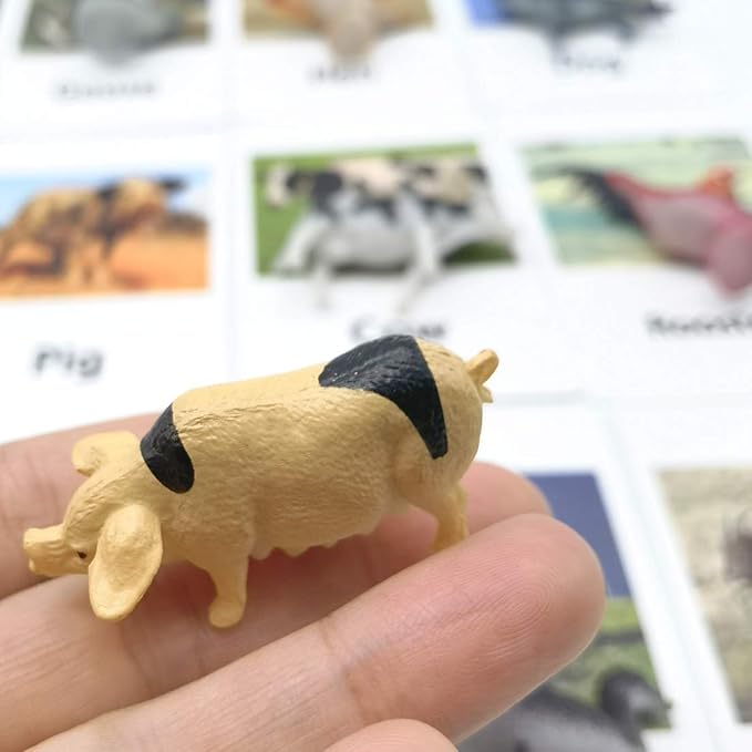 MEROCO Montessori Animal Match Cards - Miniature Poultry Animals with Matching Cards - 2 Part Cards. Montessori Learning Toy, Language Materials TZX106