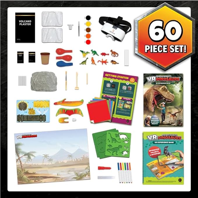Professor Maxwell's VR Dinosaurs - Virtual Reality Kids Science Kit, Book and Interactive STEM Learning Activity Set (New Edition) - for Ages 7 and Up