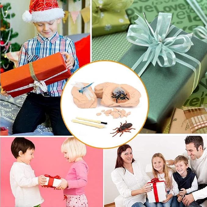 TRADE Big Bug Fossil Dig Kit - STEM Science & Educational Toys -Dig Up 12 Real Bugs Fly Ant Scorpion Lady Beetle Locust Cockroach Bumble Bee Cicada Dragonfly Cricket Praying Mantis Multicolored