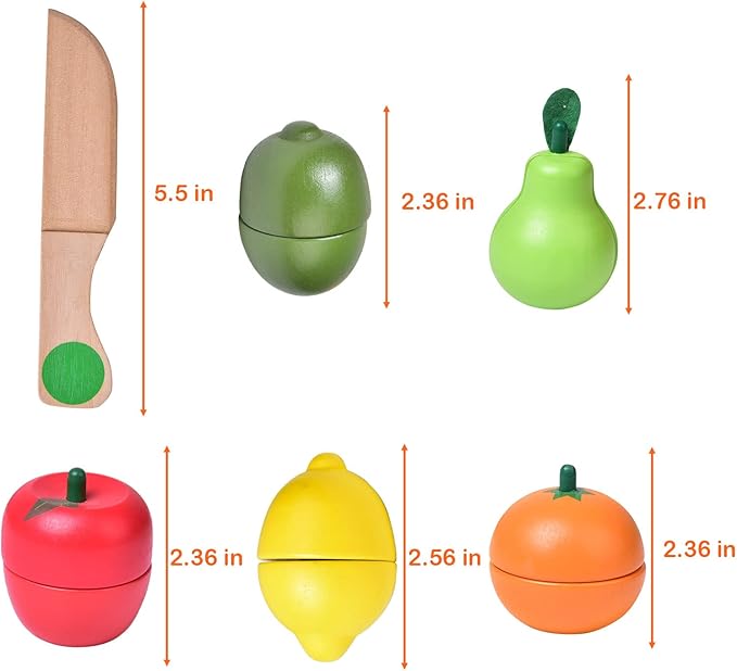 Wooden Cutting Play Food Toys - 11 PCS Wood Pretend Cutting Play Food Educational Set for Toddlers 1-3, Veggie Slicers Playset, Toys Food and Fruits with Storage Case for Christmas Birthday Gifts