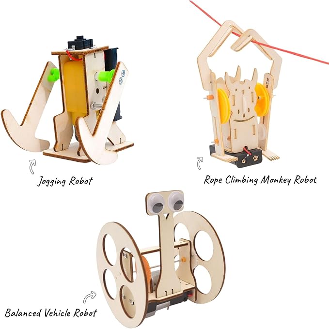DEUXPER 5 Sets of Robot STEM Toys for Kids, Wood Craft Kit for Boys Age 8-12, DIY Science Building Projects for 6-8, 3D Puzzles Assembly Models, Gift for Children Age 6 7 8 9 10 11 12 14