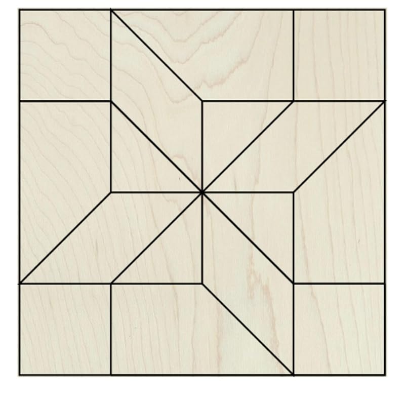 Unfinished Barn Quilt Square Wooden Sign Painting DIY, Country Decor Wall Art Quilts Blocks Crafts to Paint (15 inches, Friendship Star)