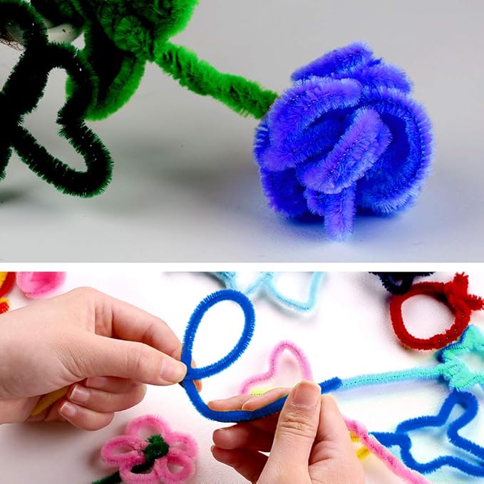 100 Pieces Pipe Cleaners Chenille Stem, Blue Pipe Cleaners Set for DIY Arts Crafts Decorations, Chenille Stems (Blue)