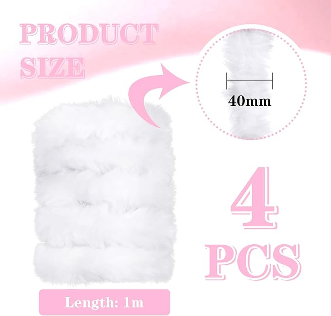 TOAOB 4pcs Thick Pipe Cleaners White Large Chenille Stems for Crafts Long 39 Inch Fuzzy Sticks Craft Supplies for DIY Art Craft Projects Home Decorations