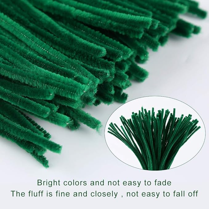 100Pcs Pipe Cleaners, Pipe Cleaners Craft, Creative Craft Pipe Cleaners for Festivals Flower Making, Chenille Stems Crafting Pipe Cleaners Supplies for Home DIY Decorations/Dark Green