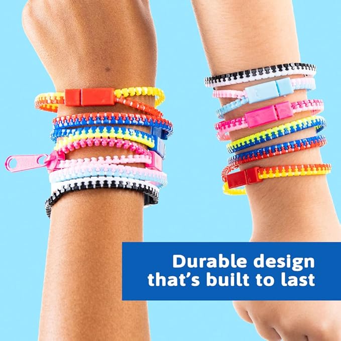 Zip-Zip Hooray Fidget Bracelets for Kids, Multi-Colored Sensory Toys, Perfect for Kid's Party Favors, 48-Count