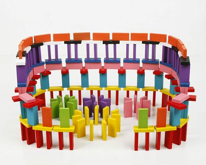 240pcs Authentic Standard Basswood Wooden Domino Blocks Set, Kids Educational Racing Toy Tile Games(12 Colors)