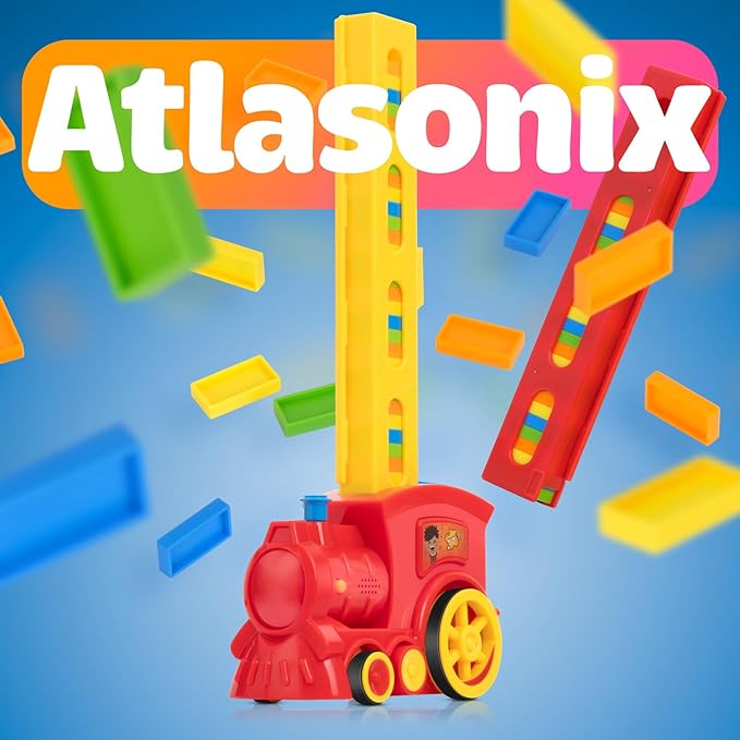 300 Pcs Domino Train Set - Automatic Rally Setter for Boys & Girls - Ages 4-10 - Montessori Toy with Colorful Tracks - Creative Birthday Toy, Automatic Block Laying Stacker Game