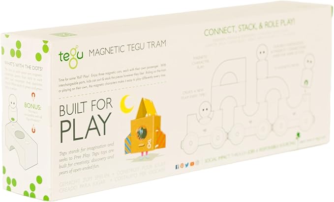 12 Piece Tegu Magnetic Tram Building Block Set, Big Top