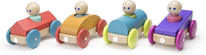 3 Piece Tegu Magnetic Racer Building Block Set, Yellow Big Top