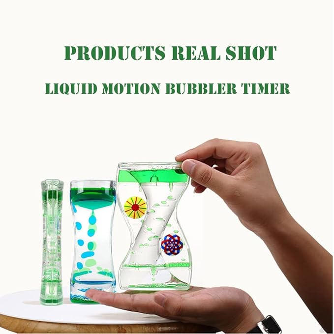 Oneshow Liquid Motion Bubbler Timer 2 Pack Bubble Timers Hourglass Liquid Bubbler Oil and Water Sensory Toys Activity Fidget Toy Calm Relaxing Desk Toys