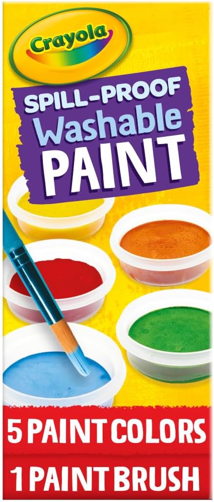 Crayola Spill Proof Paint Set (5ct), Washable Paint for Kids, Craft Supplies for Classrooms, School Supplies
