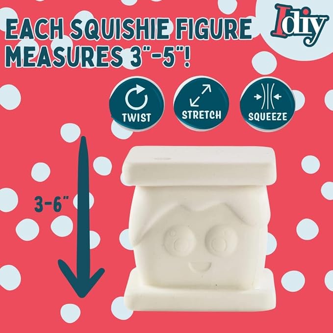 Jumbo Food Animal Squishies (10 Shapes w 12 Fabric Paints) -White Kawaii Scented Slow Rising Squishy Toys, Decorating, Scented Stress Relief Craft, Kids School, Birthday Party Activity Gift(4"-6")