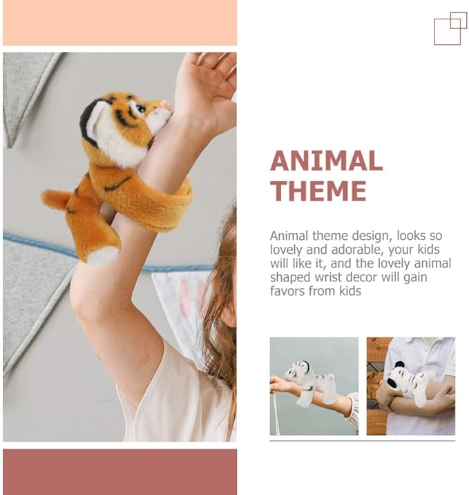 Kisangel 2pcs Wrist Hugger Plush Slap Bracelet Animals Huggables Plush Animals Slap Band Kids Party Favor(Assorted Color 1)