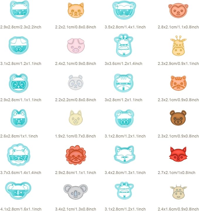 ORIGACH 12 Style Cute Animal Clay Cutters, Animal Studs Polymer Clay Cutters Set Cat Bear Pig Cow Clay Cutters for Earring Making Small Animal Face Studs Clay Cutters for Jewelry Making