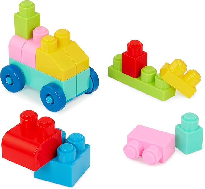 Battat – Building Blocks – 47Pc Brick Set – Colorful & Chunky Bricks – Unique Wheel Bricks – 12 Months + – Locbloc Red Builder's Wagon