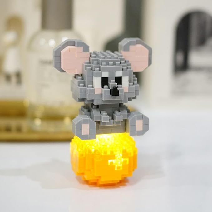 12 Mini Animals Building Blocks Sets Building Block Party Favor for Kids Small Zodiac Animals Pets Horse Dog Monkey Tiger Rabbit Dragon STEM Educational Toys for Boys Girls(Mouse)