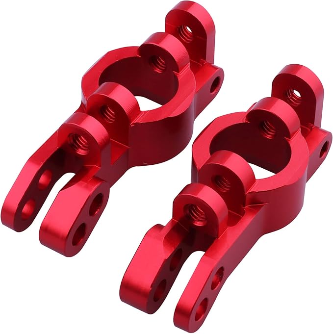 HobbyPark Aluminum Front and Rear Right Hub Assembly Set Steering Knuckles Blocks Stub Axle Carriers for 1/10 Redcat Blackout XTE XBE SC (Pro), Replace BS213-011 BS213-012 (Red)