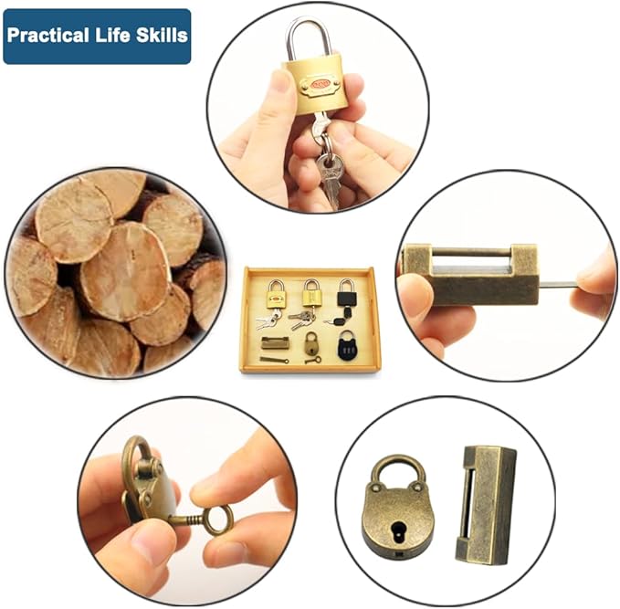 Montessori Lock and Key Toy Set for Toddlers, Montessori Elementary Materials Educational STEM Toy Matching Games Lock Set with Wooden Tray for 3 4 5 Year Old Kids