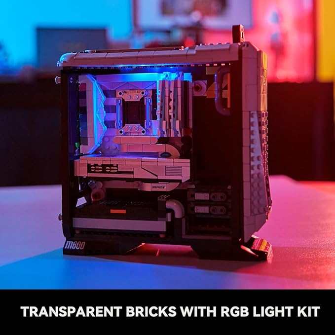 BRICKKK Technic Clamping Building Blocks Set PC Desktop Computer Building Set for Adult, PC Desktop Computer Building Kit, Creative Collectible Build-and-Display Model for Home or Office