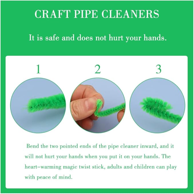 100 Pieces Pipe Cleaners Chenille Stem, Fruit Green Pipe Cleaners Set for DIY Arts Crafts Decorations, Chenille Stems (Fruit Green)