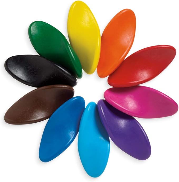 Ooly Ergonomic Erasable Crayons for Young Kids, 10 Colored Crayons in Bright Colors are Non-Toxic and Made from Eco-Friendly polymers, No Rolling Crayons for Young Kids