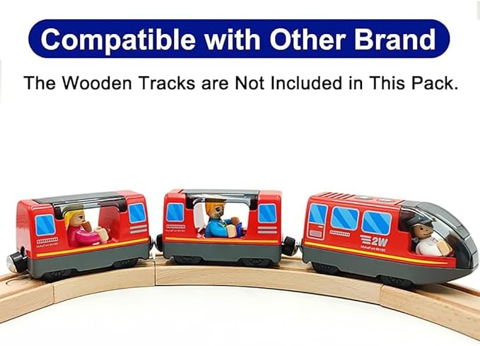 Battery Operated Wooden Train Track Set Toy High Speed for Toddlers 3 4 5 Years Old Boys Kids Magnetic Couplings City Vehicle with Figures