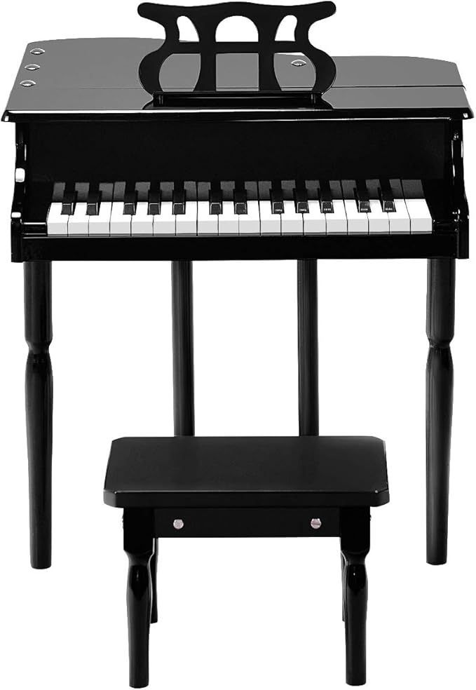 GLACER Classical Kids Piano, 30 Keys Wood Toy Grand Piano w/Bench Music Stand Full-Size Keys, Charming Tones & Sounds, Musical Instrument Educational Toy for Girls and Boys