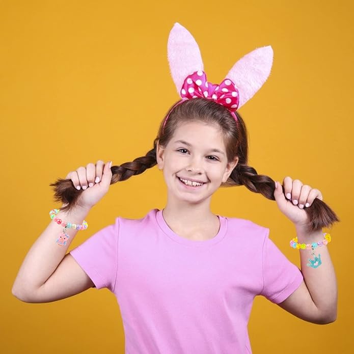 SOTOGO 55 Pieces Girls Bracelets Set Colorful Bracelets Princess Rainbow Unicorn Bracelets Charm Beaded Dress up Party Favors Bracelets for Kids Girls