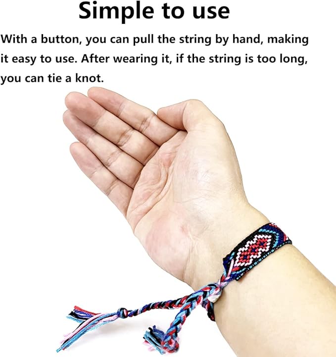 Woven Friendship Bracelets, Braided Bracelets String, Adjustable Nepal Bracelet,Mexico Wave Anklet for Best Friends Kids Women Girls Kids Men, Assorted Colorful(12PCS)